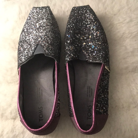 purple glitter toms